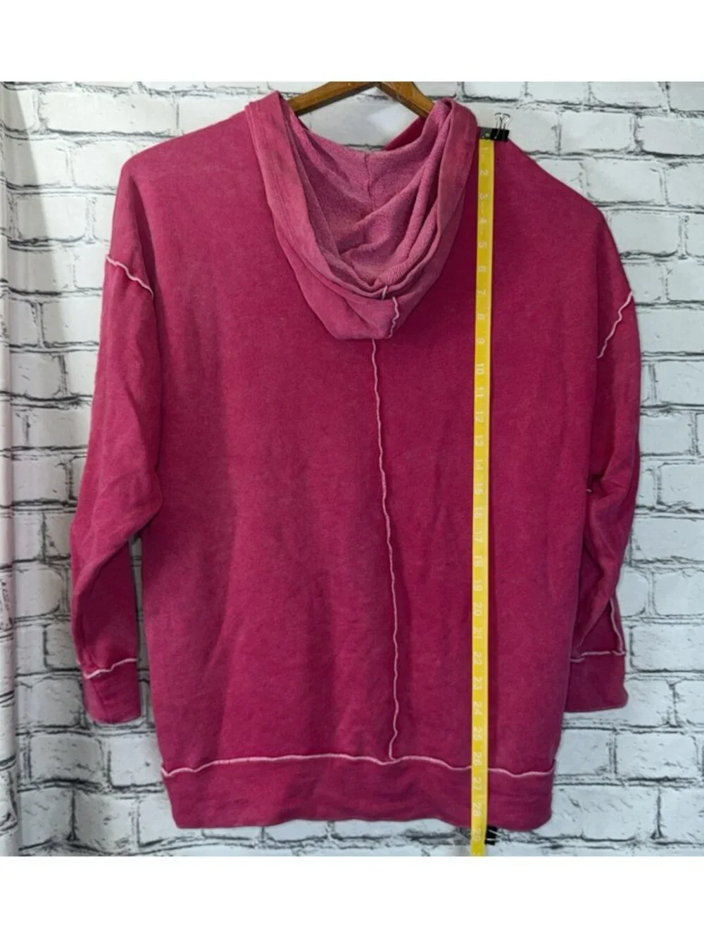 Wild Fable Sz M Pink Lightweight French Terry Pocket Casual Hoodie Sweatshirt - Picture 7 of 8